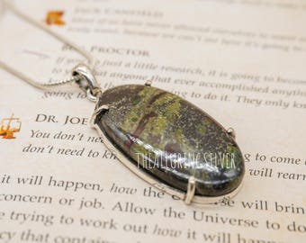 Dragon Blood Jasper 925 Sterling Silver Pendant, Handmade Jewelry