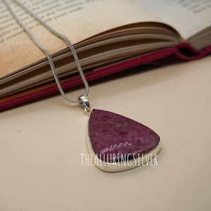 Rhodonite Pendant, 925 Sterling Silver Pendant, Rhodonite Gemstone Pendant, Handmade Silver Jewelry, Rhodonite Jewelry, Gift For Her Mother