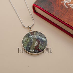 Drachenblut Jaspis Anhänger 925 Sterling Silber Anhänger Runde Jaspis Edelstein Anhänger Handgemachter Schmuck Blut Jaspis Schmuck Geschenk für Sie