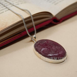 Rhodonite Pendant, 925 Sterling Silver Pendant, Rhodonite Gemstone Pendant, Handmade Silver Jewelry, Rhodonite Jewelry, Gift For Her Mother