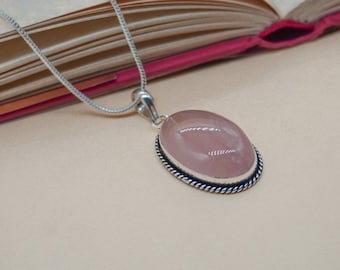 Natural Rose Quartz Pendant | Love Stone Pendant | Polished Gemstone Point Necklace, Pink Birthstone Jewelry | Gift for Her