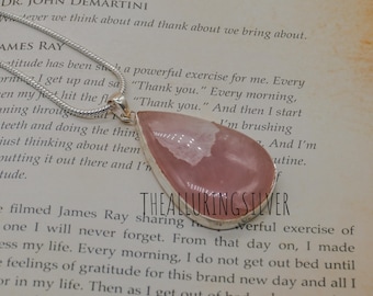 Rose Quartz Sterling Silver Pendant, Handmade Healing Jewelry
