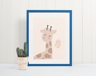 Stampa artistica da parete per asilo nido Boho - Giraffa - Vivace arredamento per asilo nido / Download digitale