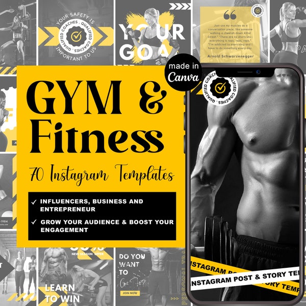 Fitness Instagram-sjabloon | Fitness Canva-sjabloon | Fitnesspost | Fitnessverhaal | Fitness hoogtepuntomslag | Sociale media post GYM