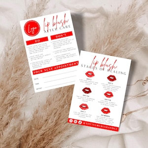 Plantilla de póster de cuidados posteriores al rubor de labios, póster editable de cuidados del rubor de labios, póster de extensión de labios, plantilla de tarjeta de cuidado para pequeñas empresas, MU Aftercare