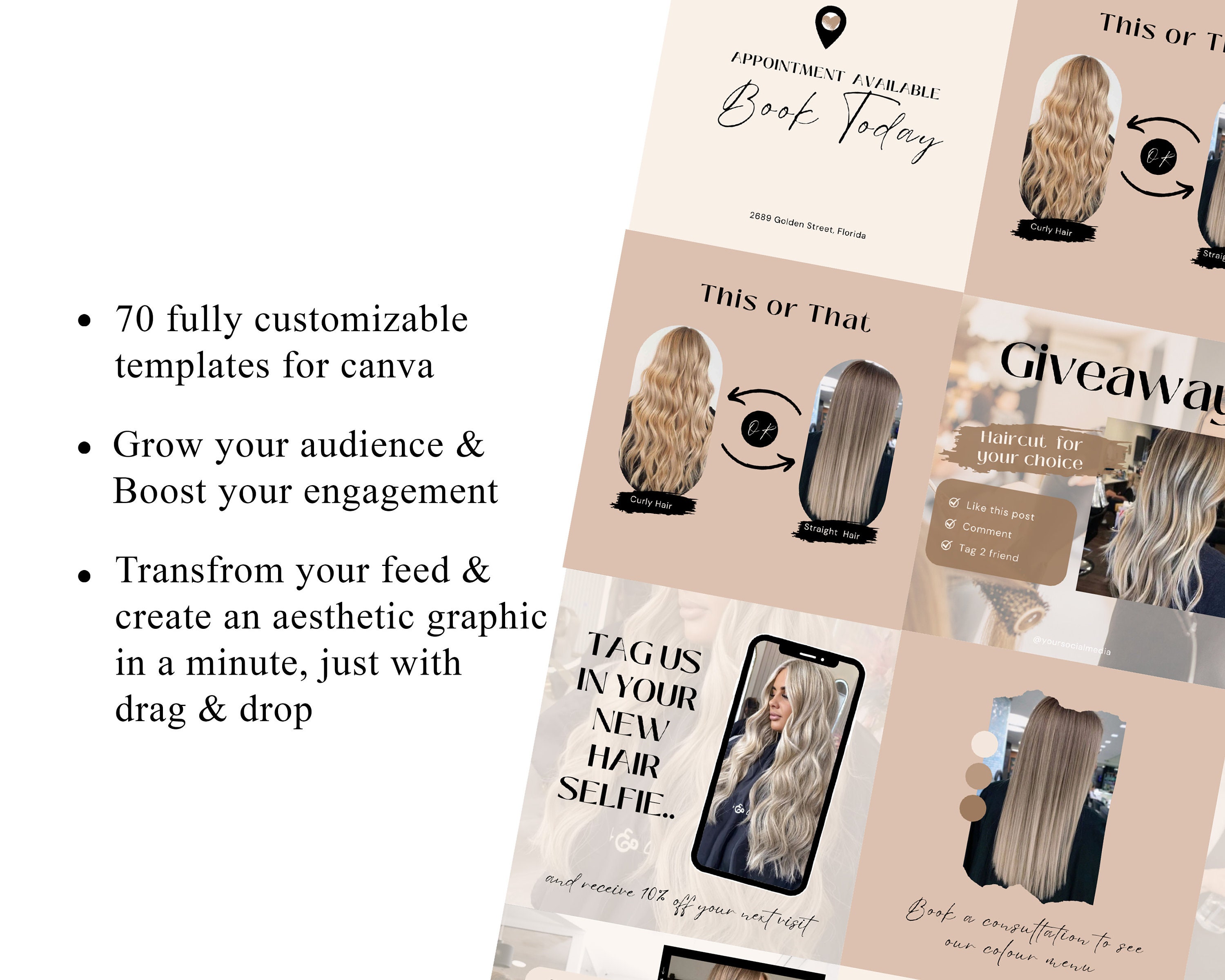 Hair Stylist Instagram Post Template Hair Beauty Salon Social Media ...