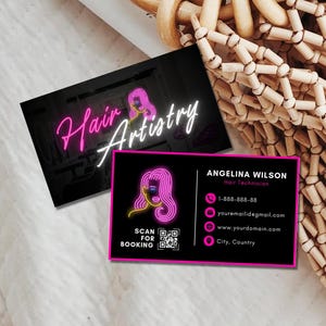 Projekt szablonu wizytówki, wizytówka na Instagramie, szablon wizytówki Beauty Artist Hair Nails Lahes