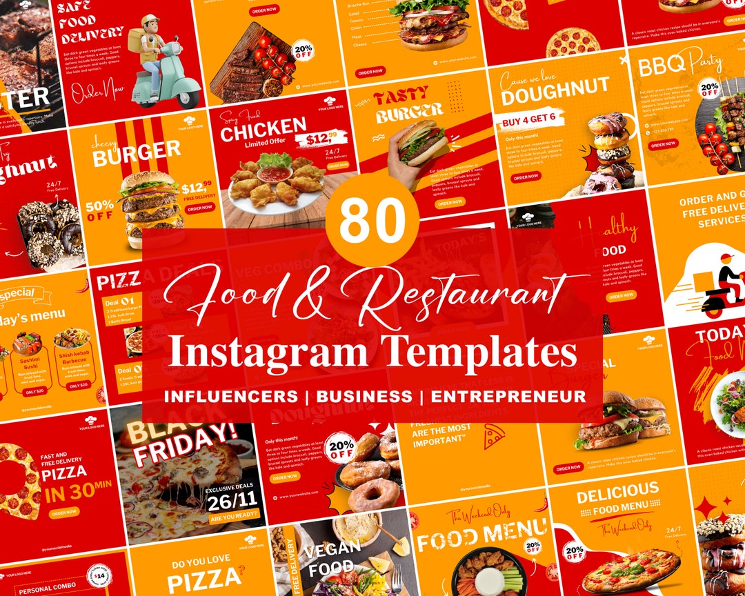 Food & Restaurant Instagram Templates | Restaurant All in One Canva ...
