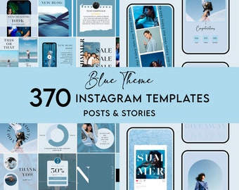Blue Instagram Templates, Minimalist Instagram Post Template, Blue Ocean Template, Instagram Influencer Templates, Canva Instagram Templates