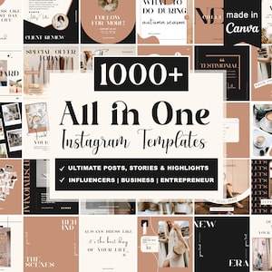 1000+ Boho Inspired Instagram Templates Kit Designed with Canva | Beige Instagram Templates | Instagram Stories | Instagram Post Templates