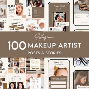 Plantillas de Instagram para maquilladores de lujo / Plantillas de MUA / Plantillas de publicaciones de Instagram sobre maquillaje / Marcas de maquillaje / Publicaciones de maquillaje en redes sociales