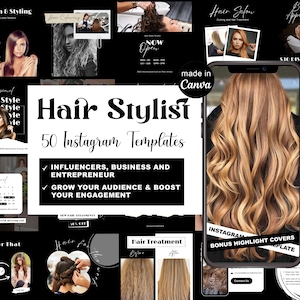 Hair Beauty Salon Social Media | Hair stylist Instagram Post Template | Hair care Business Wig Instagram Template | Black and White Template