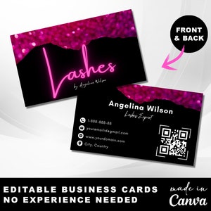 Carte de visite Instagram 2024, carte de visite IG, carte de visite Lash Tech, carte de visite code QR, modèle de carte de visite Instagram