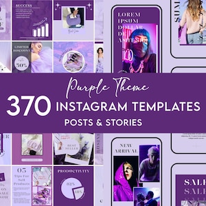 Purple Instagram Template | Bright Branding Kit | Social Media Pack | Business Templates | Brand Content Media Kit| Engaging Posts Instagram