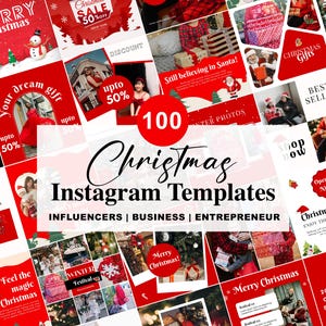 Christmas Instagram Post Story Template l Red Christmas Holiday Engagement Bundle | Canva Social Media Pack for Christmas | Blogger Template