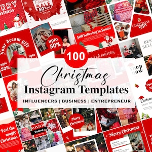 Christmas Instagram Post & Story Templates, Editable Holiday Canva Social Media Templates, Xmas Instagram Marketing for December Retail