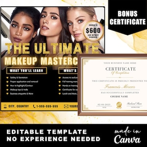 Makeup Manual, Makeup Masterclass, Makeup Artist Course, MUA Manual, MUA Training, MUA Course, Makeup Artists Student Guide, Edit in Canva