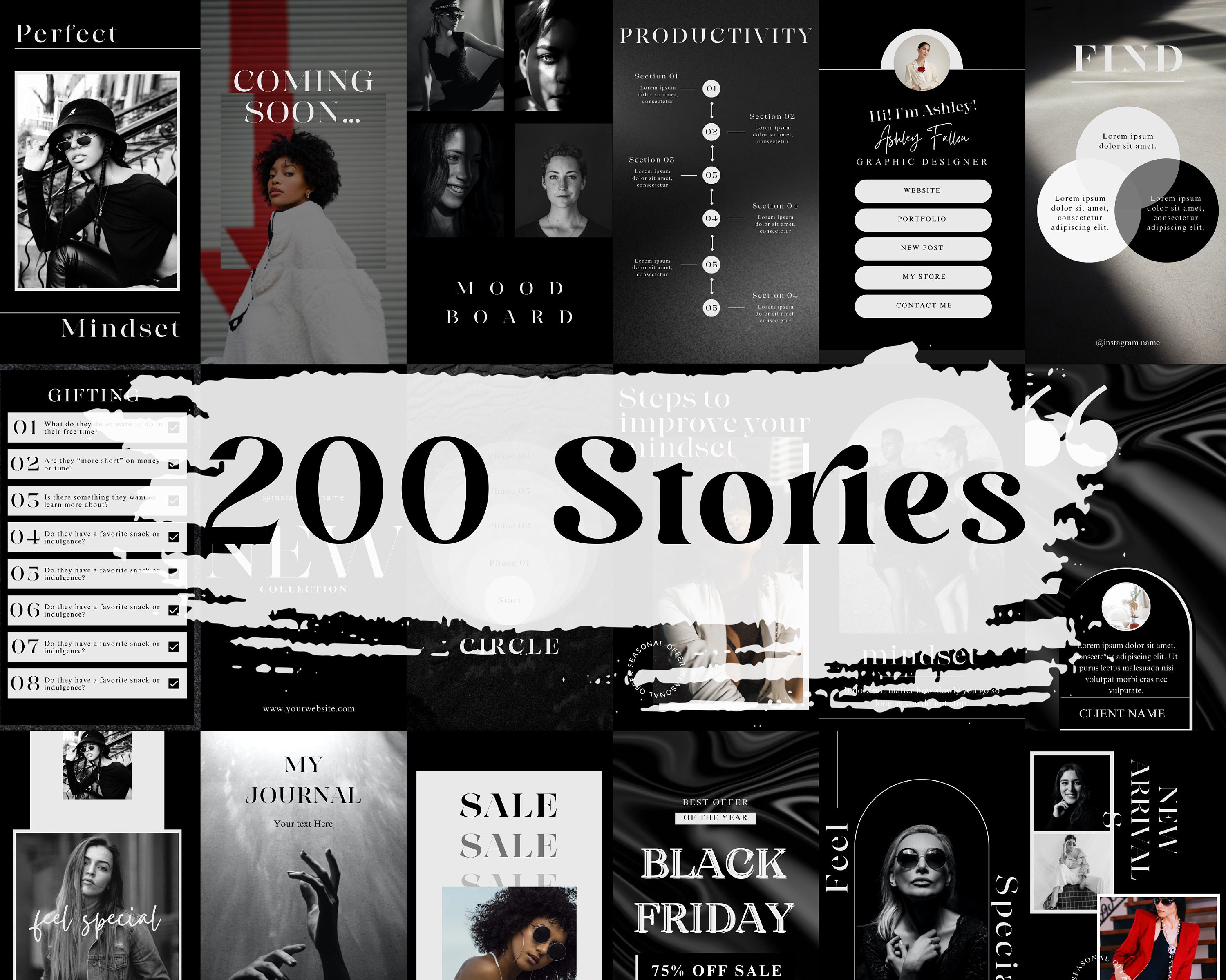 Dark Minimal Instagram Templates Aesthetic Canva Templates Black Lucury ...