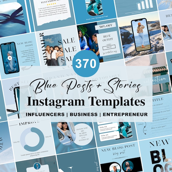 Blue Instagram BUNDLE Templates | Canva Template | Instagram Template | Instagram Feed Template | Instagram Highlights | Boutique Instagram