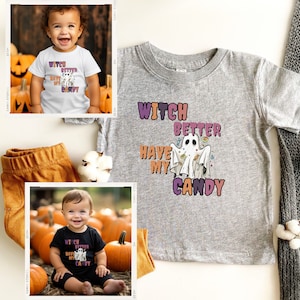 Witch Better Have My Candy Ghost Halloween T-shirt Design, Halloween Shirt for Infants, Spooky design tees, Baby Halloween Clothing