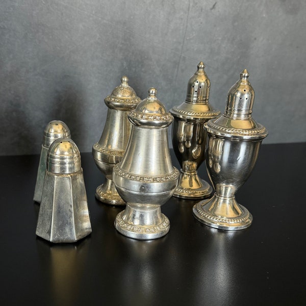 Vintage Sterling Silver Salt & Pepper Shakers | 925 Silver and Silver Plated | Recently Polished High Shine