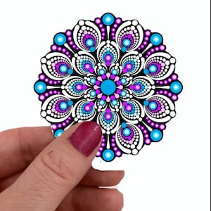 Beautiful Mandala Sticker! Waterproof Option, Dot Mandala Decal, Water bottle mandala, Dye Cut Sticker