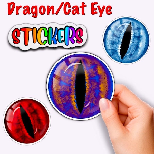 Dragon Eye Sticker SET ! Waterproof Sticker Paper, Dragon Eyeball, Cat eyeball, Cat eye stickers, Cat eyes sticker, SET of 2 Eyes