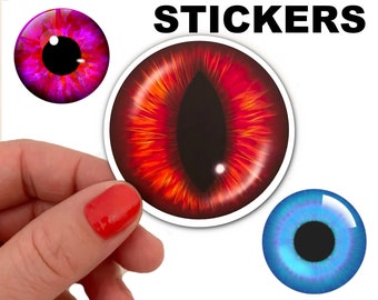 Eyeball Sticker SET of 2 Identical eyes. Waterproof option, dragon eye sticker, cat eye sticker, human eye sticker, doll eye sticker