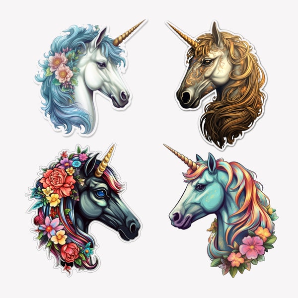 WATERPROOF Unicorn Stickers! Many Designs. Large or Small sizes. Unicorn Head Stickers, Decals, Matte, glossy or Waterproof options.