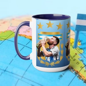Taza MESSI ARGENTINA campeon world cup- Two-Tone Coffee Mugs, 15oz
