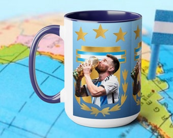 Taza MESSI ARGENTINA campeon world cup- Two-Tone Coffee Mugs, 15oz