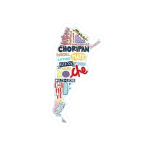 Map of Argentina words Kiss-Cut Stickers
