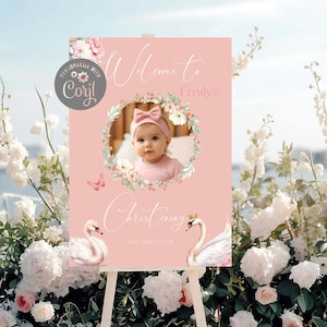Customised Own photo christening welcome poster, personalised  banner, baptism SIGN, party sign, baptism backdrop, name day design, digital
