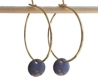 ANNA | something.Luck Hoop Earrings (18K) with enamels in purple / blue, real gold jewelry, earrings nickel free, hypoallergenic, minimalist