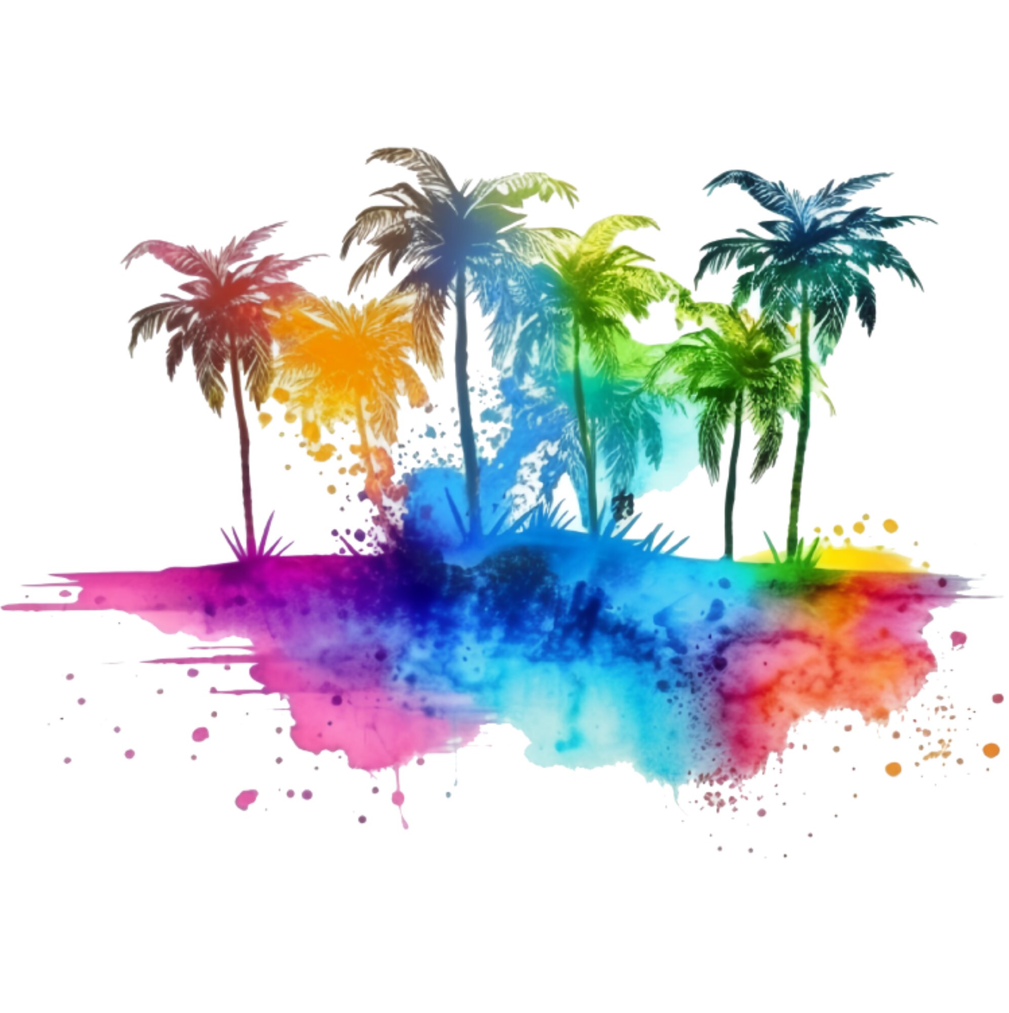 8 Watercolor Palm Tree Paradise Png's, Watercolor PNG Bundle