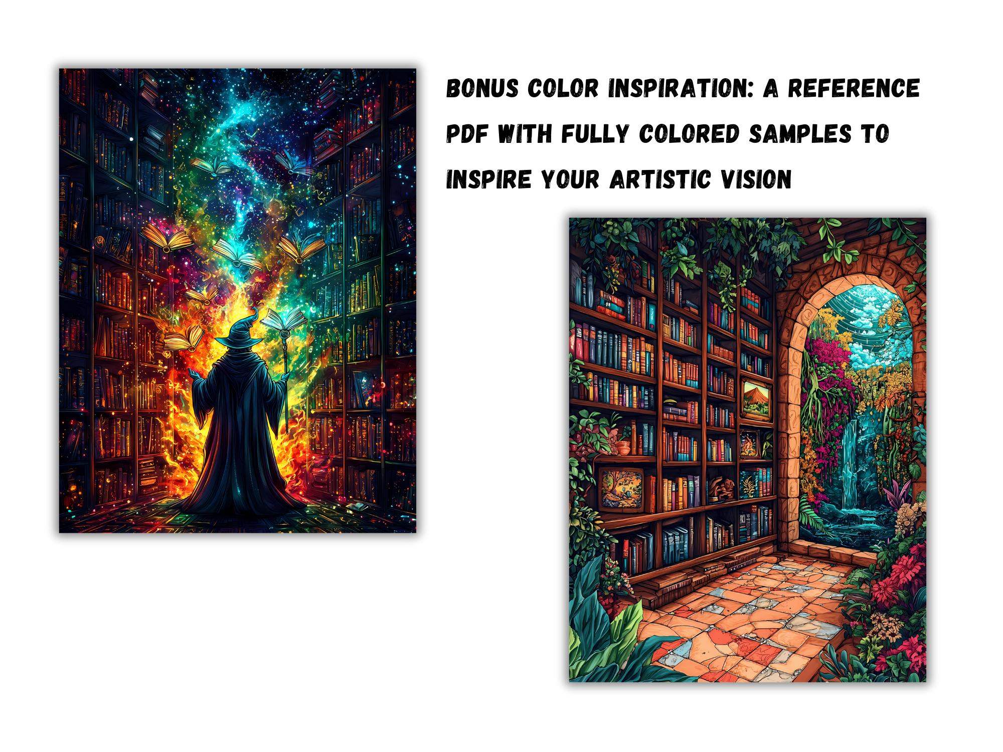 Wizard's Library Coloring Book | 26 Magical Illustrations | Digital PDF ...