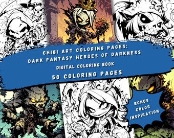 50 Chibi Gothic Coloring Pages | Dark Fantasy Art (PDF Pattern)