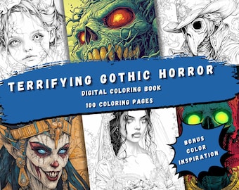 Gothic Horror Malvorlagen für Erwachsene | 100 Dark Fantasy Illustrationen (Digitaler Download)