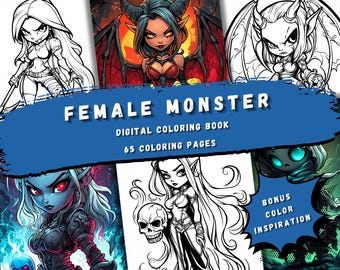 Gothic Horror Coloring Pages | 65 Female Monsters (Digital Download)