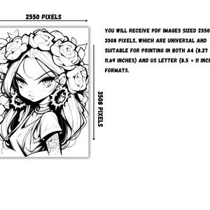 Chibi Gothic Coloring Pages | Dark Fantasy Art (PDF Pattern) image 2