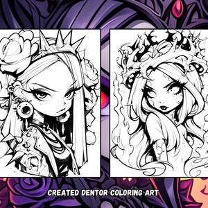 Chibi Gothic Coloring Pages | Dark Fantasy Art (PDF Pattern) image 8