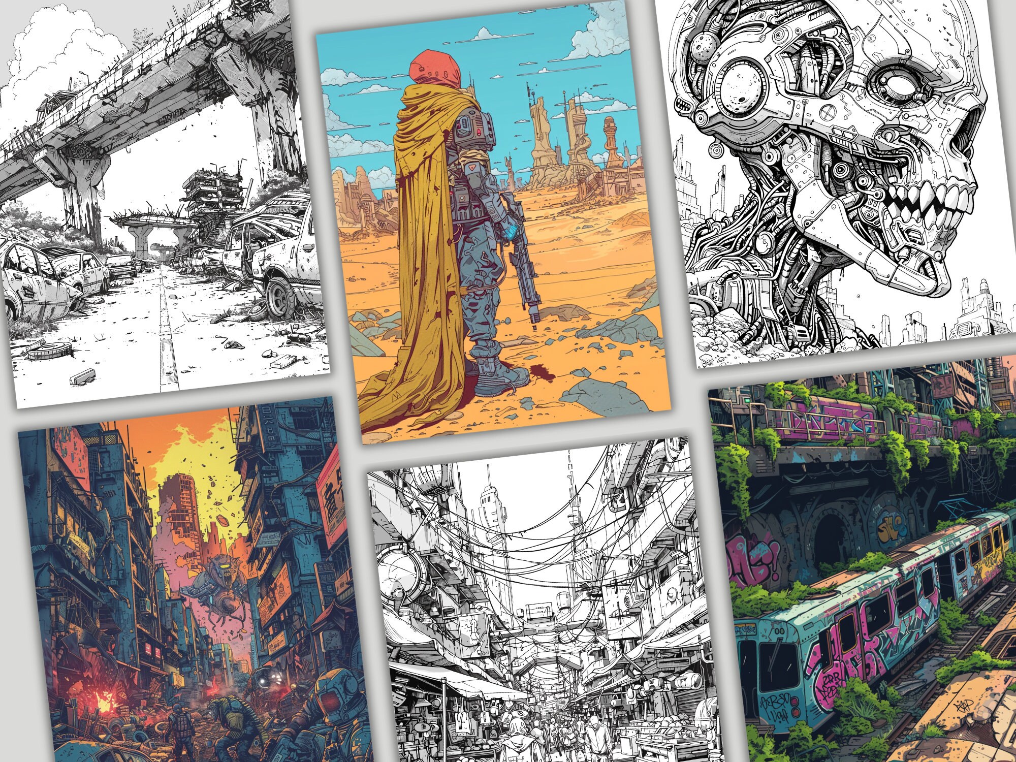 Post-apocalyptic Worlds Coloring Book Part 2 - 30 Detailed Pages of ...