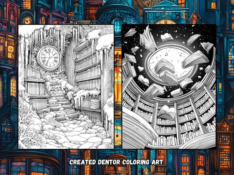 Wizard's Library Coloring Book | 26 Magical Illustrations | Digital PDF ...