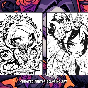 Chibi Gothic Coloring Pages | Dark Fantasy Art (PDF Pattern) image 7
