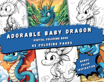 Libro para colorear de dragones bebés: 42 divertidas ilustraciones para niños (PDF)