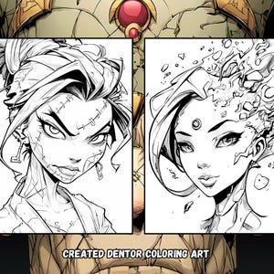 Livre de coloriage portraits dark fantasy – 87 personnages démoniaques de l'horreur gothique (PDF numérique) image 8
