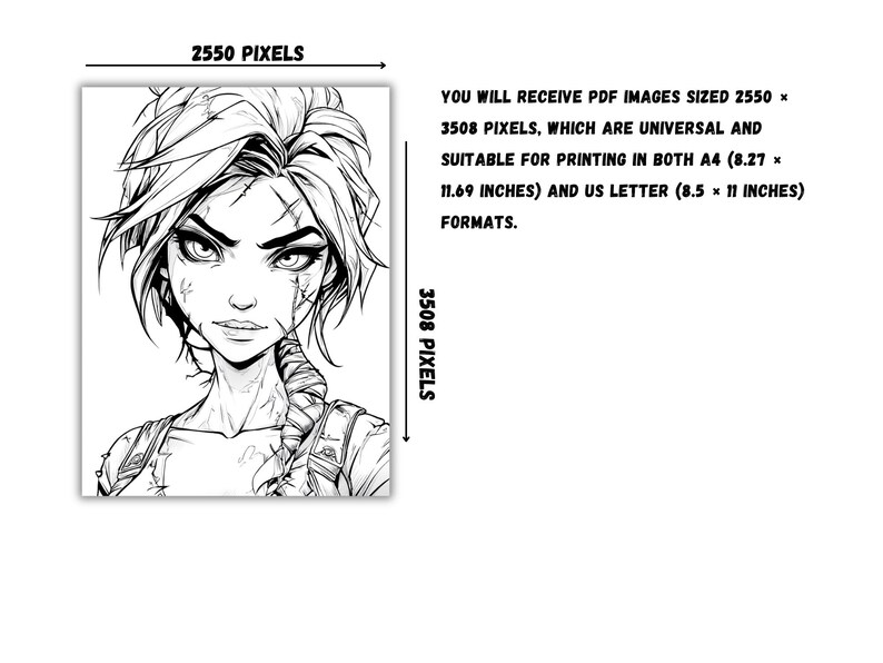 Livre de coloriage portraits dark fantasy – 87 personnages démoniaques de l'horreur gothique (PDF numérique) image 2