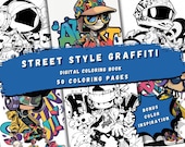 Graffiti Chibi Characters Coloring Book – 50 Urban Art Pages (Digital Download)