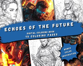 Cyberpunk Coloring Book – 75 Sci-Fi Illustrations for Adults (Digital Download)