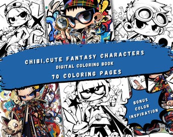 Libro para colorear Chibi Steampunk: 70 personajes de fantasía (Descarga digital)